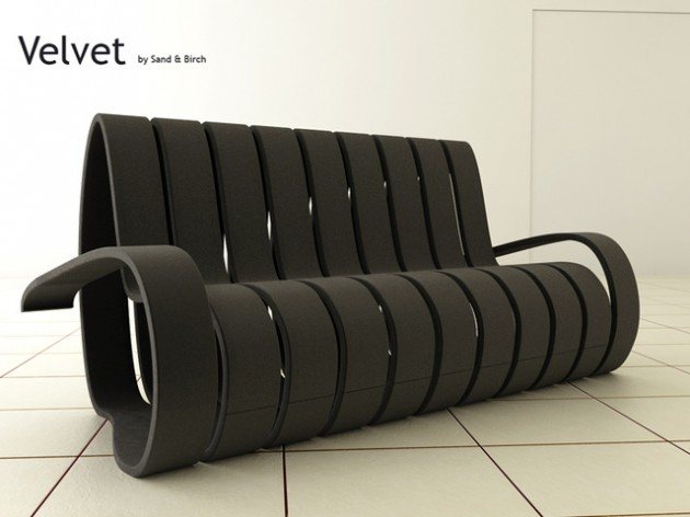velvet sofa 630x472 26 Exclusive Sofa Designs