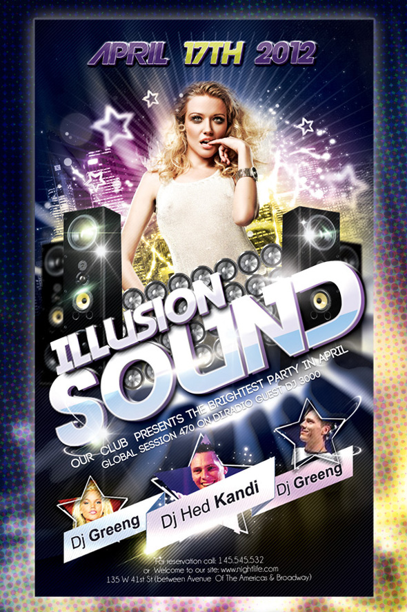 Club flyer design Illusion Sound Great Set of Free PSD Flyer Templates