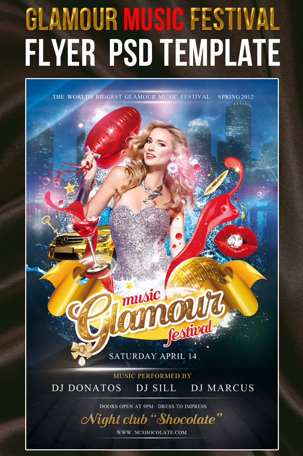 Flyer PSD Template Glamour Music Festival Great Set of Free PSD Flyer Templates