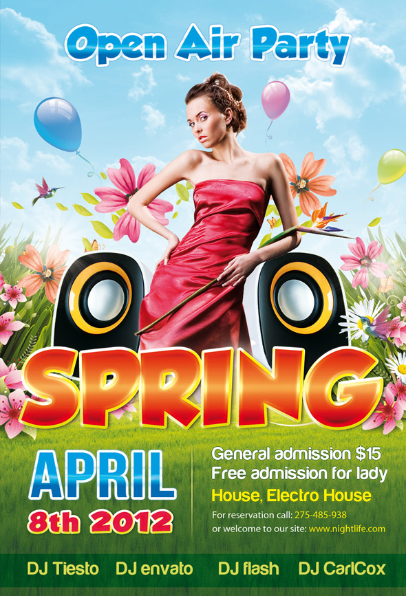 Spring Open Air Party flyer PSD Template Great Set of Free PSD Flyer Templates