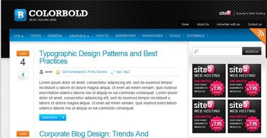 Free-premium-magazine-style-black-blue-wordpress-theme- one-column-colorbold