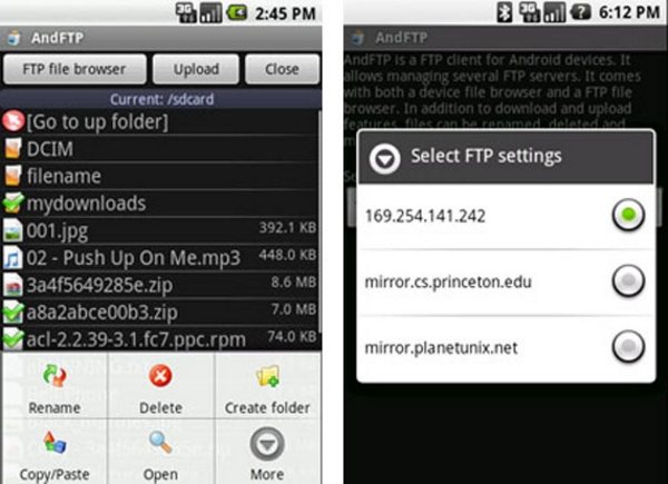 AndFTP Android apps developers designers