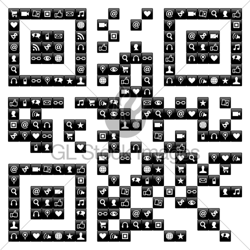 qr code design with social media icons set