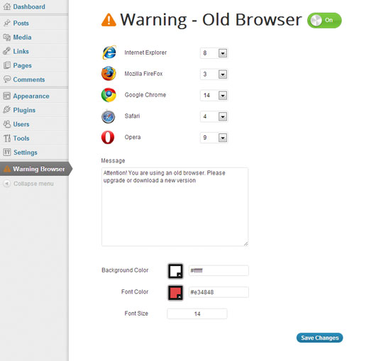 Warning Old Browser WordPress plugin Top 40 Premium Plugins of WordPress