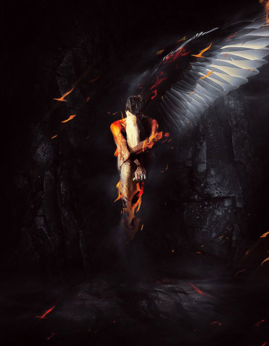Design a One-Winged Fallen Angel Scene in Photoshop