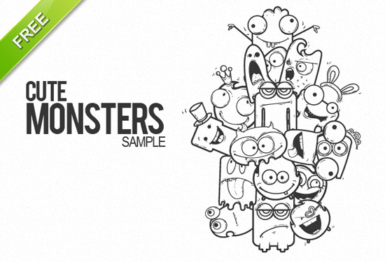 Cute monsters vector free sample