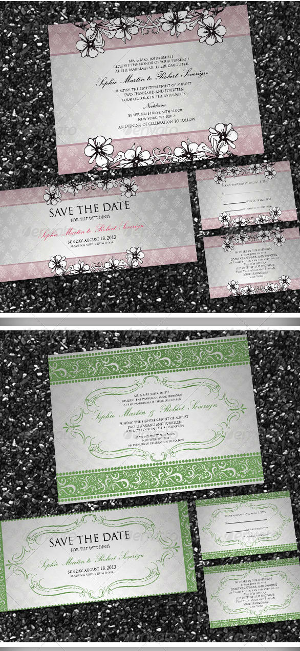 5 Items Modern Wedding Card