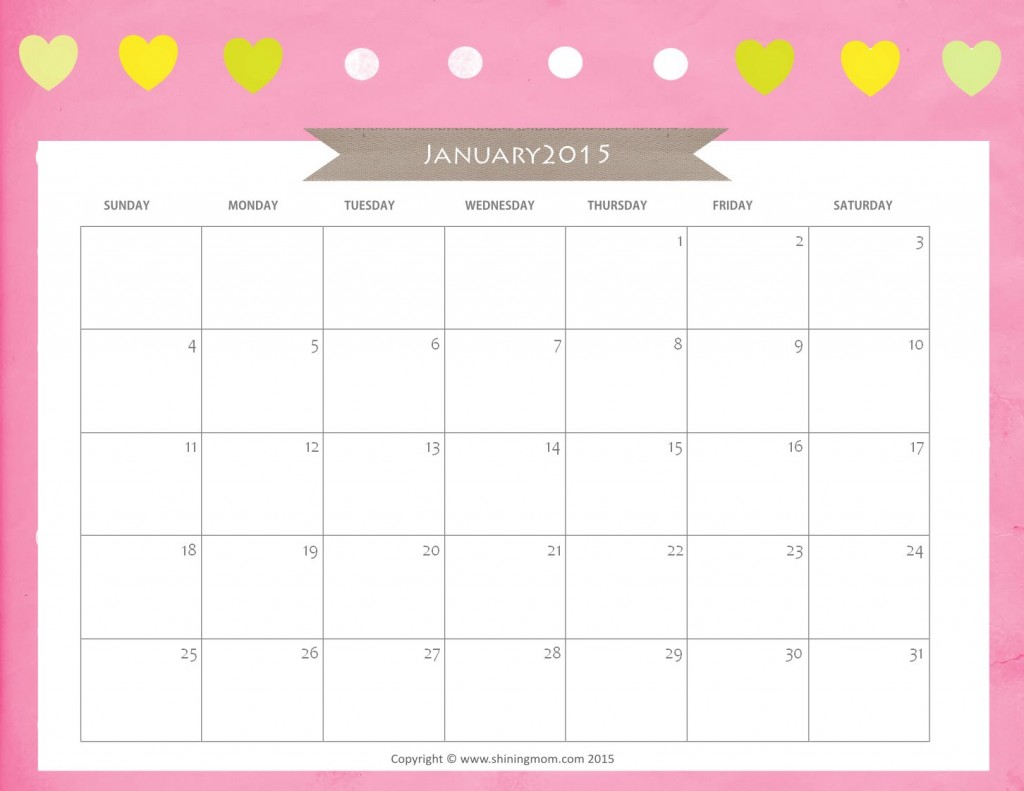 Amazing Calendar for Year 2015 Designs 7 JANUARY-2015-CALENDAR-free-printable1