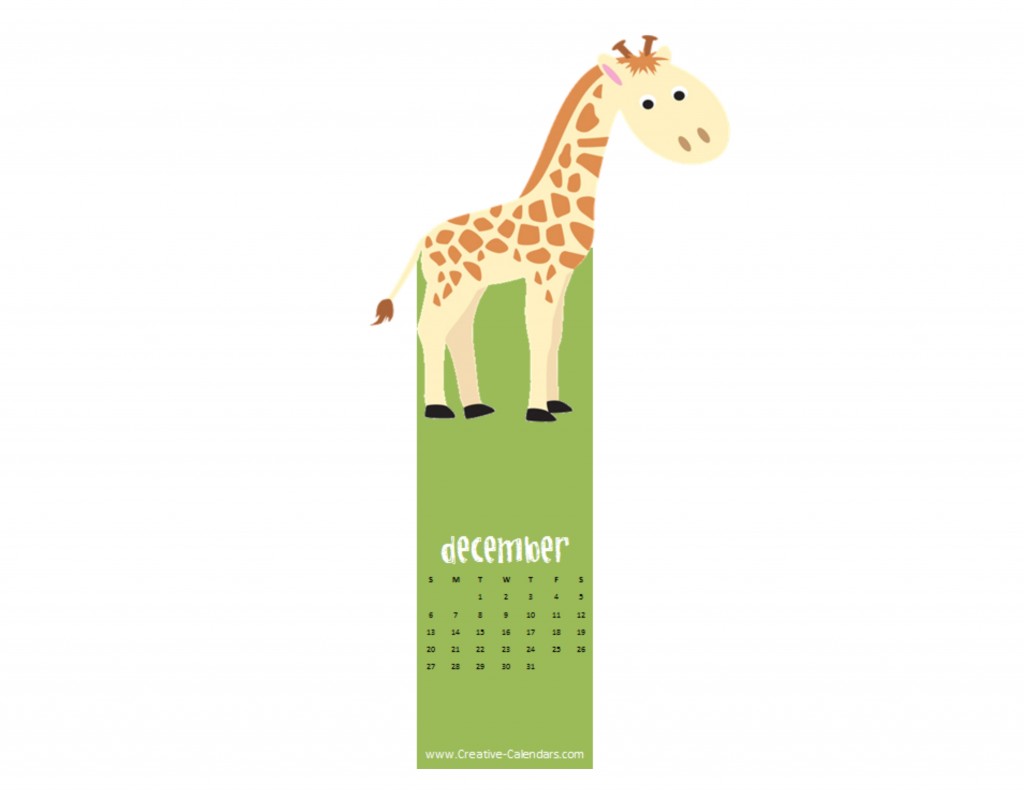 Amazing Calendar for Year 2015 Designs 7 bookmark-calendar-dec