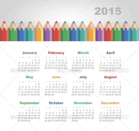 calendar-2015-year-with-colored-pencils