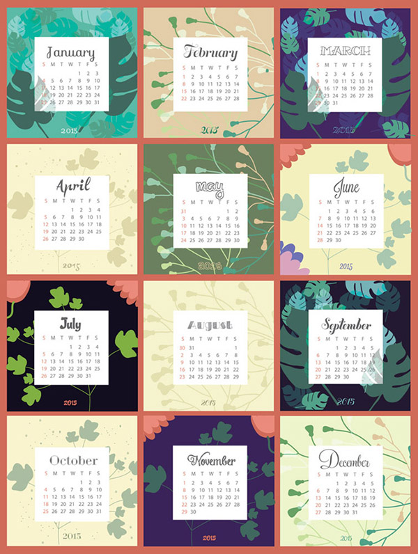 flower-2015-calendar-vector