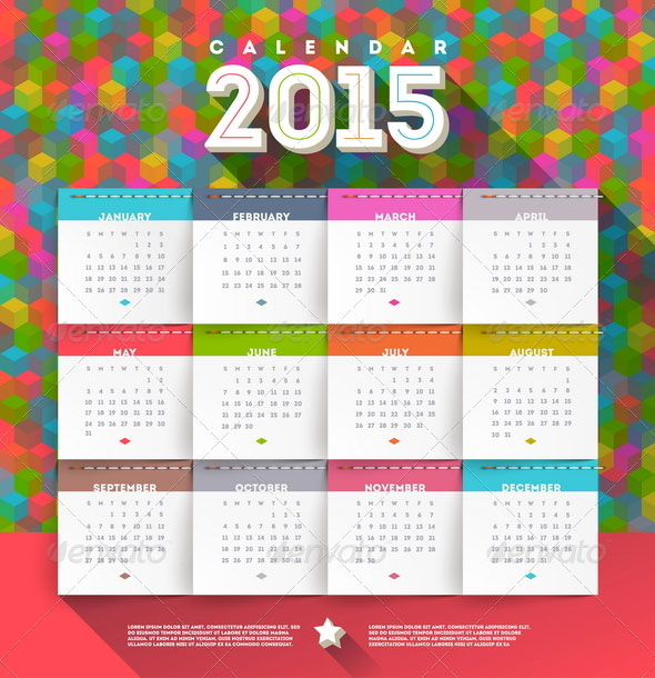 vector-abstract-multicolored-calendar-of-2015