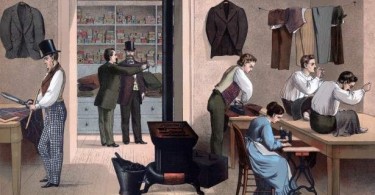 tailor shop vintage painting Optimized