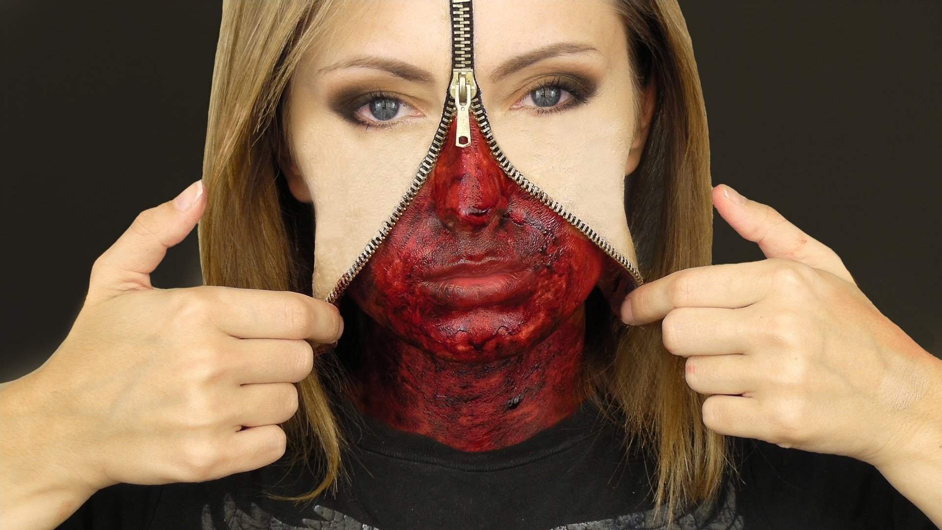 Halloween Face Mask Makeup Idea.