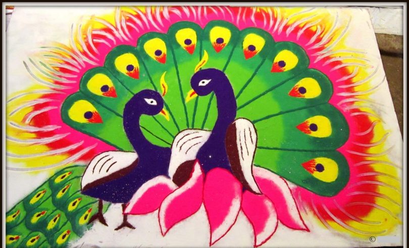 Peacock Dewali Floor Decoration Ideas 005