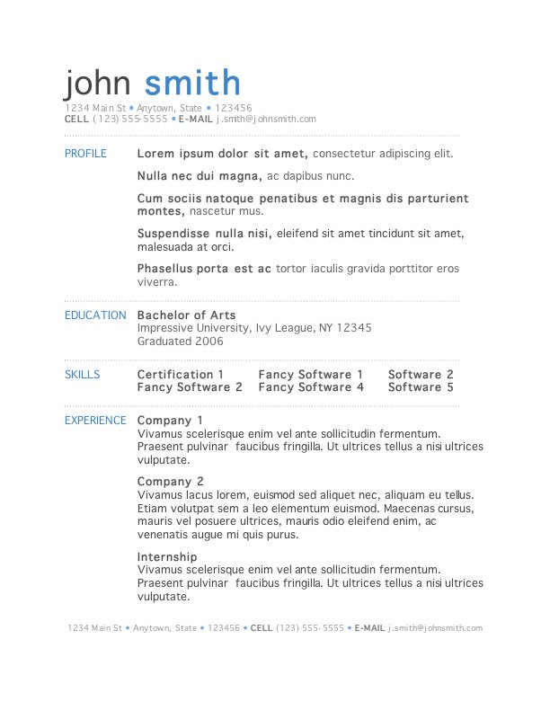 Resume Template Word - Download Free Resume Template for Microsoft Word