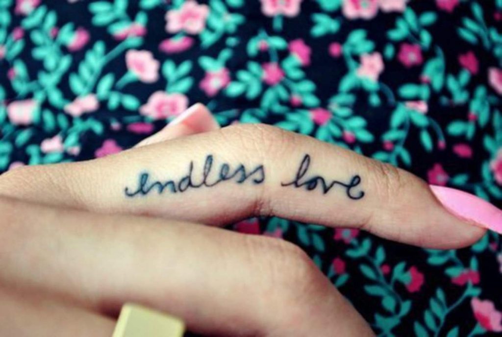 Love Tattoos on Side Finger