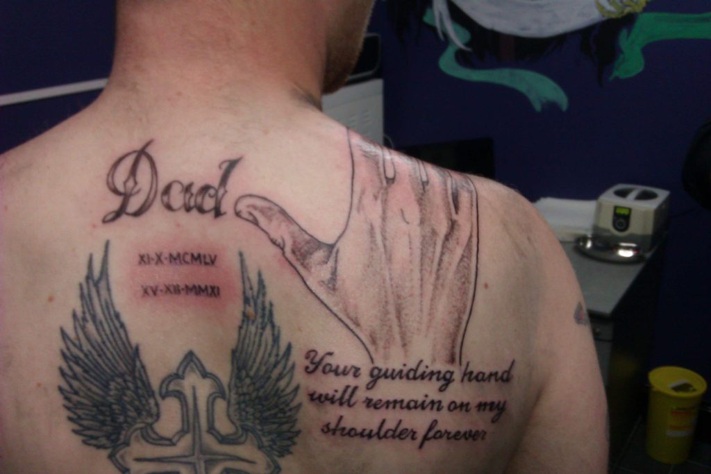 Dad Shoulder Hand Tattoo
